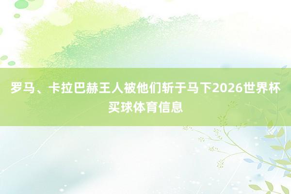 罗马、卡拉巴赫王人被他们斩于马下2026世界杯买球体育信息