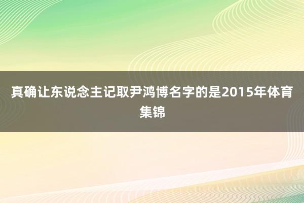 真确让东说念主记取尹鸿博名字的是2015年体育集锦