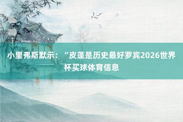 小里弗斯默示：“皮蓬是历史最好罗宾2026世界杯买球体育信息