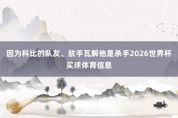 因为科比的队友、敌手瓦解他是杀手2026世界杯买球体育信息