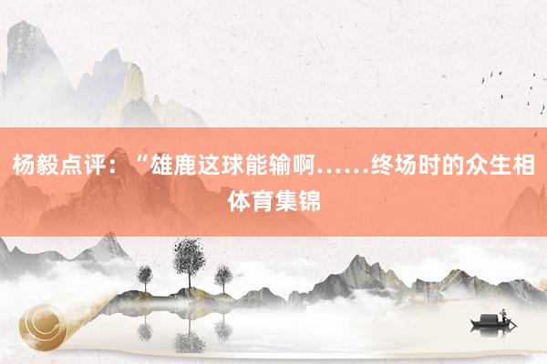 杨毅点评：“雄鹿这球能输啊……终场时的众生相体育集锦