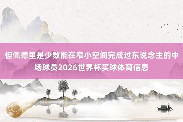 但佩德里是少数能在窄小空间完成过东说念主的中场球员2026世界杯买球体育信息