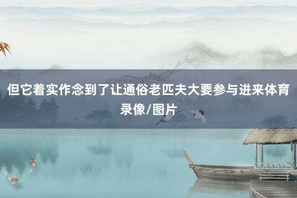 但它着实作念到了让通俗老匹夫大要参与进来体育录像/图片