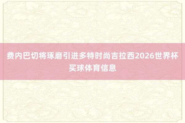 费内巴切将琢磨引进多特时尚吉拉西2026世界杯买球体育信息