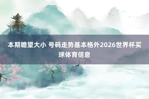 本期瞻望大小 号码走势基本格外2026世界杯买球体育信息