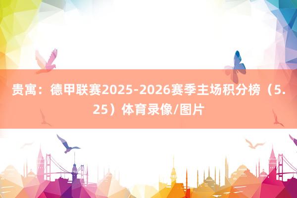 贵寓：德甲联赛2025-2026赛季主场积分榜（5.25）体育录像/图片